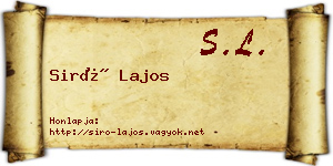 Siró Lajos névjegykártya